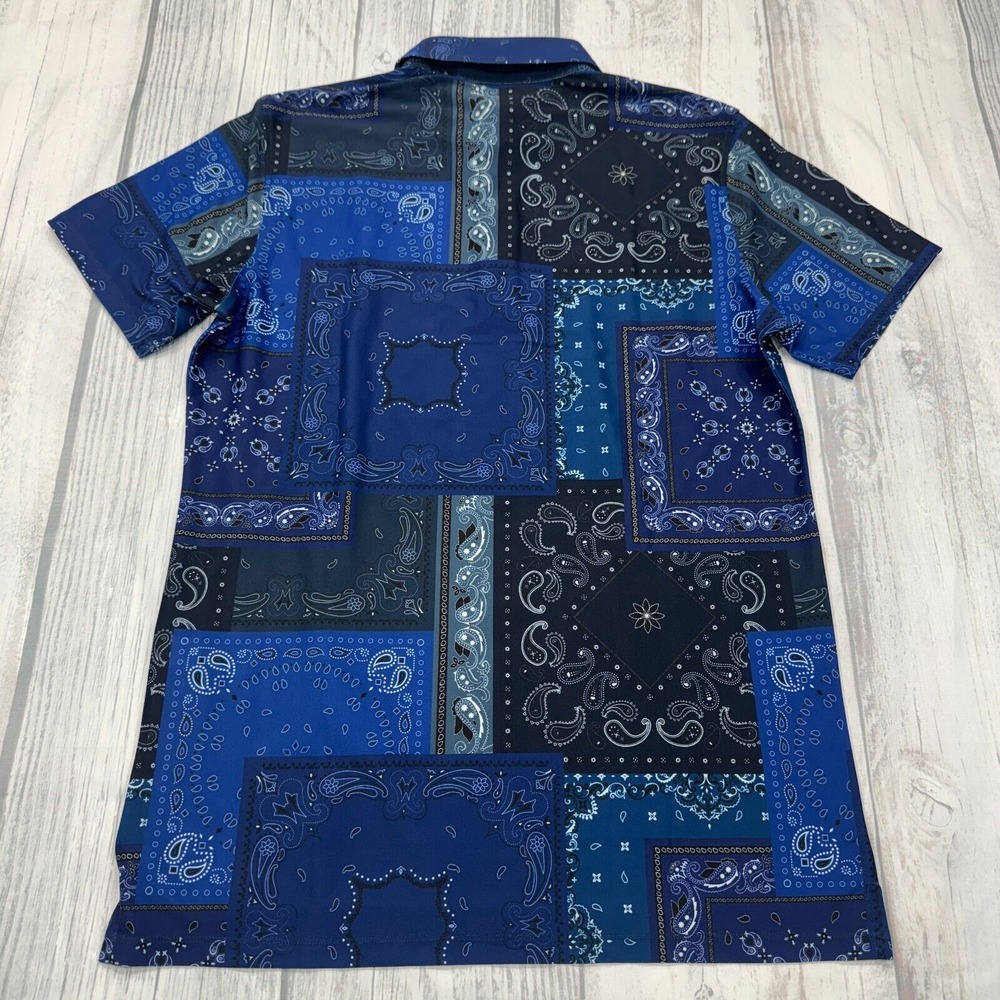 NWT G/FORE Golf Polo Shirt S Small Blue Bandana Tech Pique Slim Fit Mens $120 - Picture 3 of 9